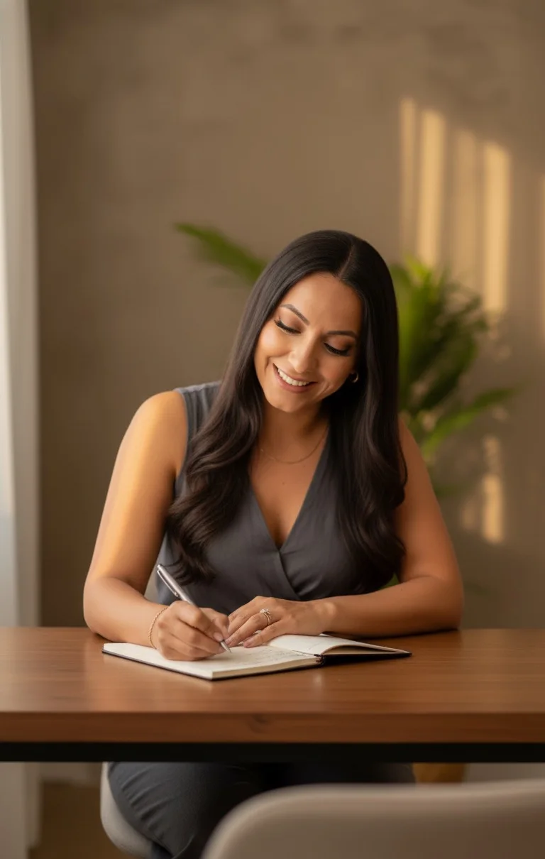 Vanessa Soares escrevendo em um caderno