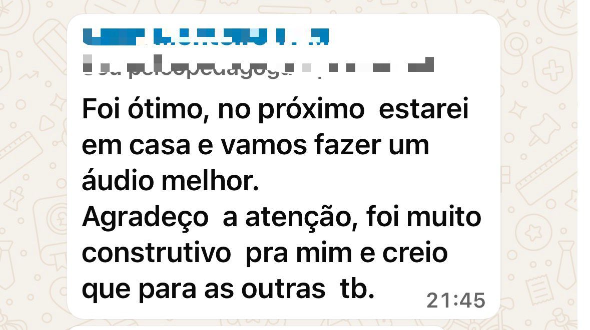 Mensagem de participante do Núcleo TPM