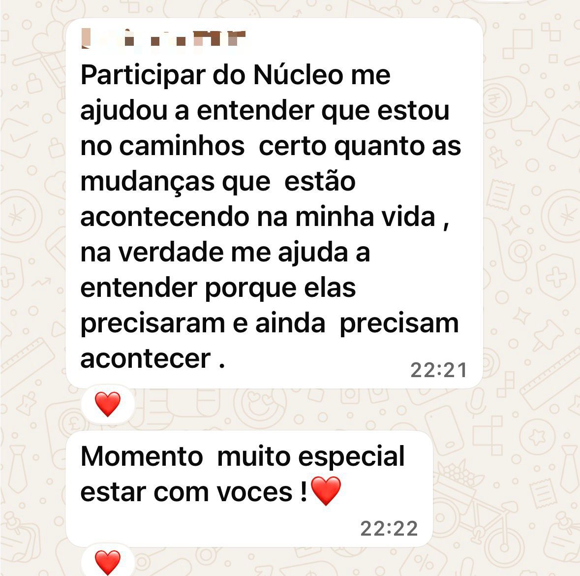 Mensagem de participante do Núcleo TPM