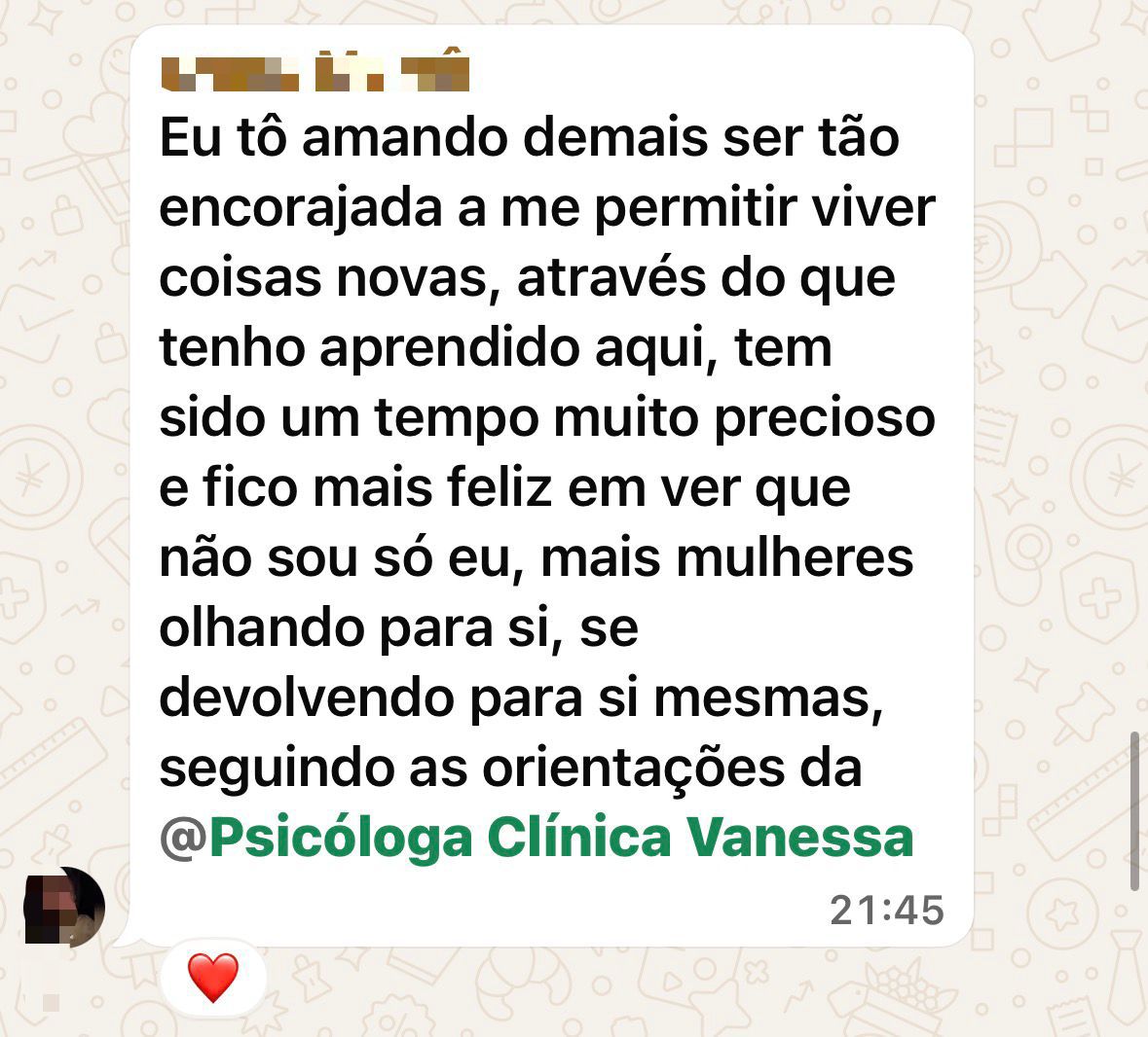 Mensagem de participante do Núcleo TPM