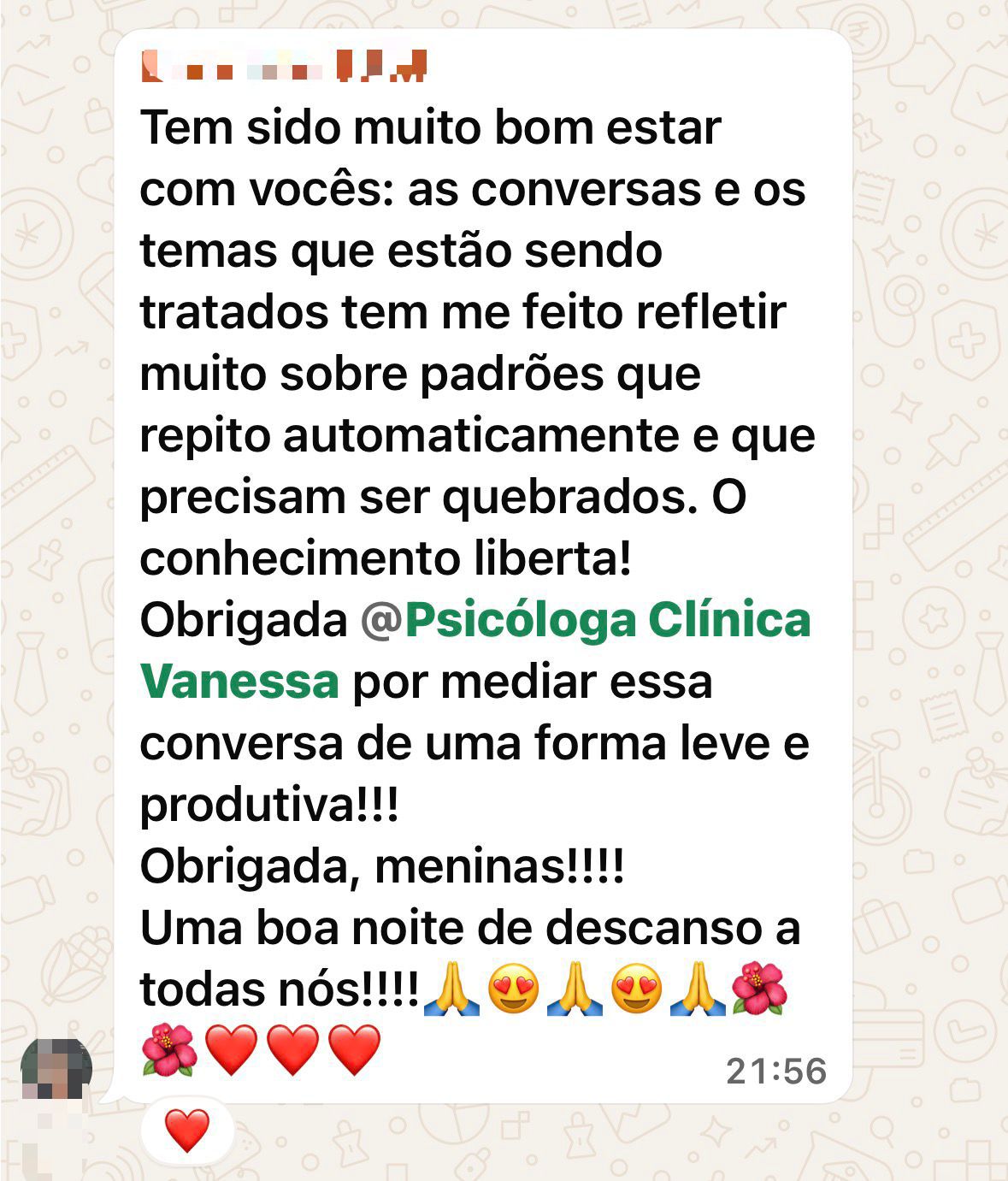 Mensagem de participante do Núcleo TPM