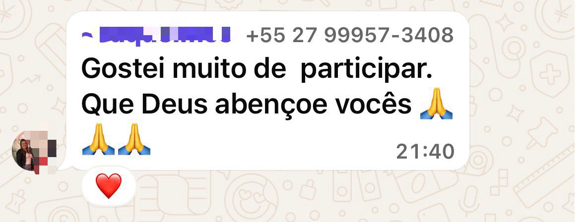 Mensagem de participante do Núcleo TPM